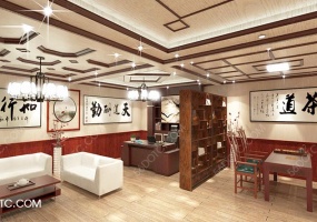 中式一体综合办公室-SketchUp草图大师模型