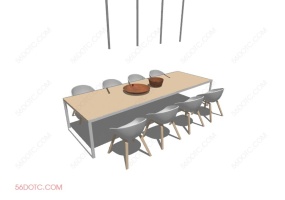 桌椅组合00044-SketchUp草图大师模型